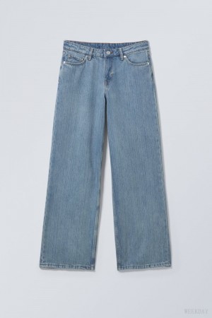 Weekday Ample Low Loose Jeans Niebieskie | DXLJ0051