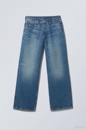 Weekday Ample Low Loose Jeans Niebieskie | QVQV8567