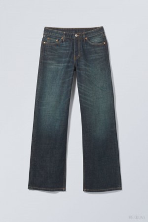 Weekday Ample Low Loose Jeans Niebieskie | MUFR7824