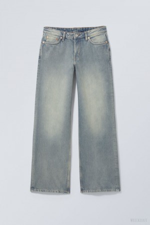 Weekday Ample Low Loose Jeans Niebieskie | TZZO6233