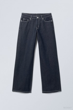Weekday Ample Low Loose Jeans Niebieskie | LCDE8393