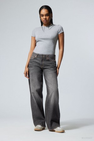 Weekday Ample Low Loose Jeans Szare Czarne | CHRX3466