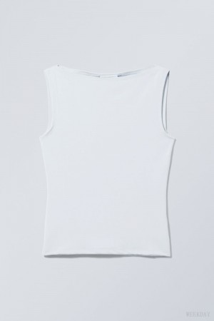 Weekday Annie Boatneck Bez Rękawów top Głęboka Niebieskie | RBIA9940