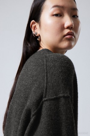 Weekday Annie Knit Swetry Ciemny Szare | REOO8633