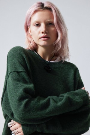 Weekday Annie Knit Swetry Ciemny Zielone | GCXN9347