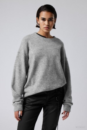 Weekday Annie Knit Swetry Szare | YUTV6929