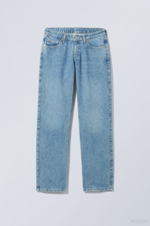 Weekday Arrow Low Prosty Jeans Niebieskie | RXRB2383
