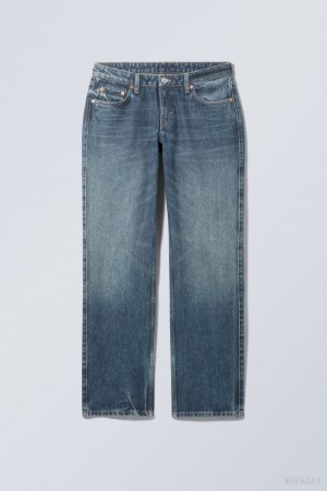 Weekday Arrow Low Prosty Jeans Niebieskie | JGKW7221