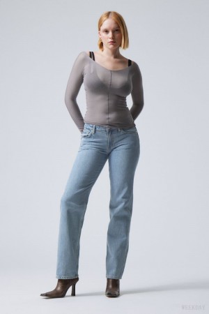 Weekday Arrow Low Prosty Jeans Niebieskie | GWMA4764
