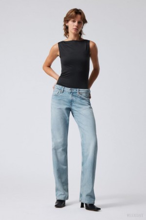 Weekday Arrow Low Prosty Jeans Niebieskie | UQRR8654