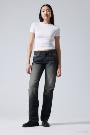 Weekday Arrow Low Prosty Jeans Niebieskie | PWIU5609