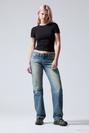 Weekday Arrow Low Prosty Jeans Niebieskie | SDXA8764