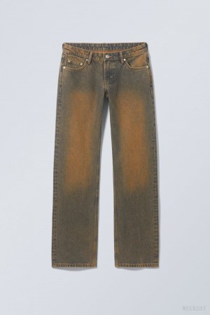 Weekday Arrow Low Prosty Jeans Niebieskie | ZTMP7817