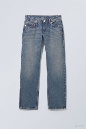 Weekday Arrow Low Prosty Jeans Niebieskie | FGPI0623