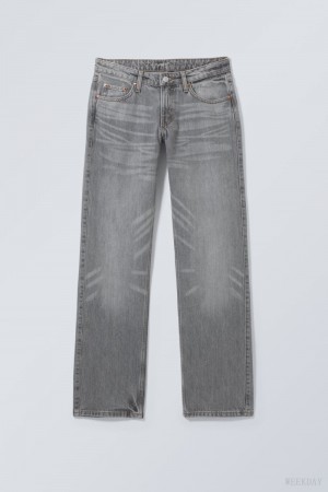 Weekday Arrow Low Prosty Jeans Szare | BQAA6267