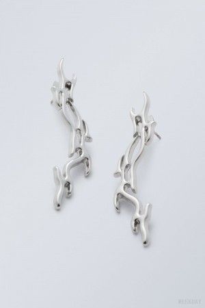 Weekday Asta Earrings Ciemny Srebrne | BSSR0946