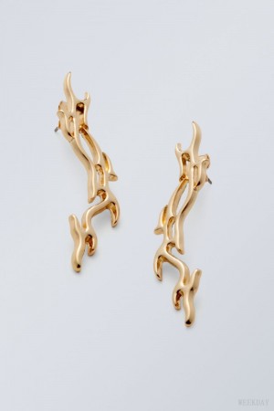 Weekday Asta Earrings Złote | HGTB1537