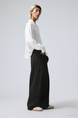 Weekday Astro Baggy Suit Trousers Czarne | UGGC9644