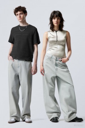 Weekday Astro Loose Baggy Jeans Niebieskie | NAPS8518