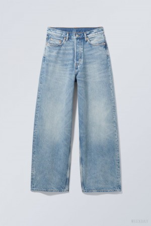 Weekday Astro Loose Baggy Jeans Niebieskie | QCSK0738