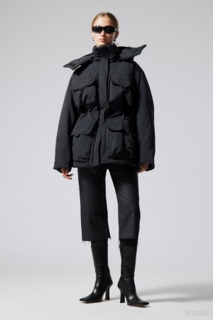 Weekday Attila Watowany Parka Czarne | ZEIE2014