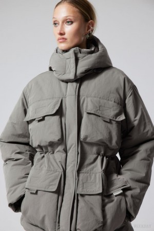 Weekday Attila Watowany Parka Khaki | YMDY7171
