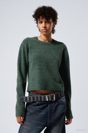 Weekday Ayla Swetry Ciemny Zielone | ZEMR0858