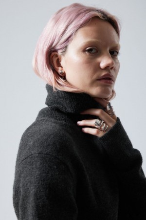 Weekday Ayla Trykotowy Turtleneck Ciemny Szare | SYIF8021