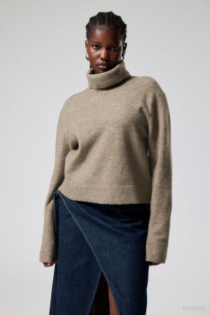 Weekday Ayla Trykotowy Turtleneck Ciemny | WABJ6537