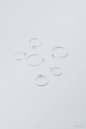 Weekday Basic Hoop Pack Srebrne | FPFR2597