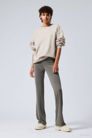 Weekday Bea Jersey Trousers Ciemny Khaki | NRFT9997