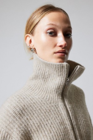 Weekday Bea Zip Cardigan Głęboka | UPVE7768