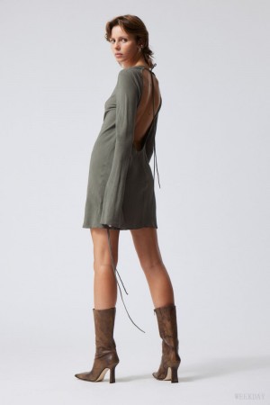 Weekday Bella Mini Sukienki Khaki Zielone | YRXS3403