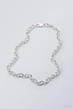 Weekday Bella Necklace Srebrne | OAPB9431