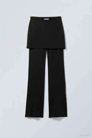 Weekday Bella Skirt Trousers Czarne | ICXE8603