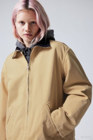 Weekday Belle Washed Płócienne Jacket Beżowe | BNPC9555