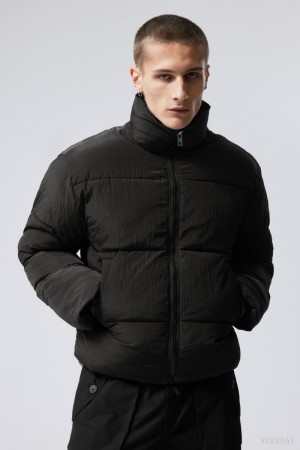 Weekday Ben Ripstop Puffer Jacket Czarne | WVMJ7551
