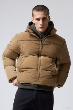 Weekday Ben Ripstop Puffer Jacket Dusty Mole | UOZF6553