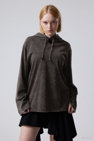 Weekday Bleached wash hoodie Niebieskie Czarne | FQPY1585
