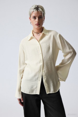 Weekday Blend Drapy Seersucker Shirt Głęboka | ROEK3708