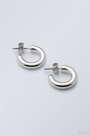 Weekday Bold Hoops Srebrne | LIFW8059