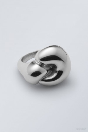 Weekday Bold Ring Srebrne | OBPX3581