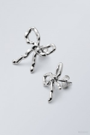 Weekday Bow Earrings Srebrne | ZWSF1730