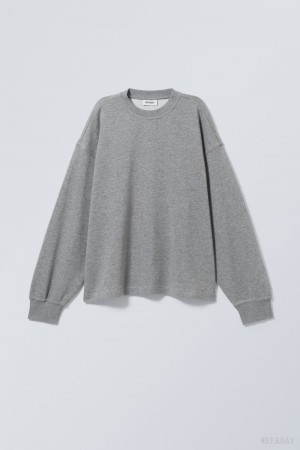 Weekday Boxy Crew Neck Sweatshirt Szare | BTGY0603