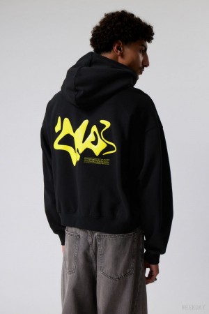 Weekday Boxy Grafiką Zip Hoodie Liquid Dance | AWUC4099