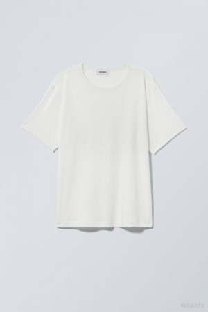Weekday Boxy Relaxed T-shirt Białe | JERQ1410