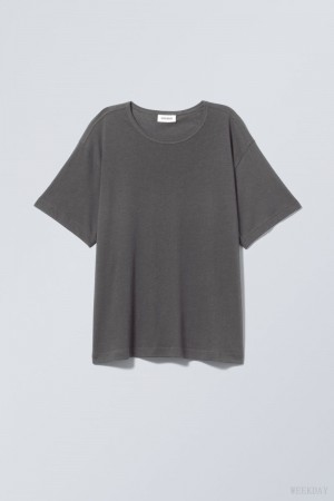 Weekday Boxy Relaxed T-shirt Ciemny Szare | USSG9655