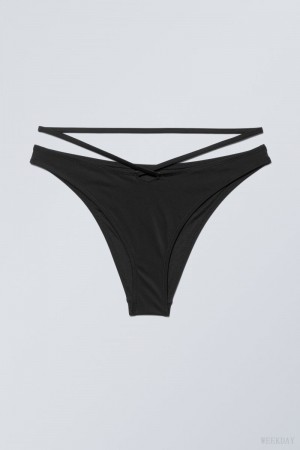 Weekday Brazilian Bikini Bottoms Czarne | LBGE4888