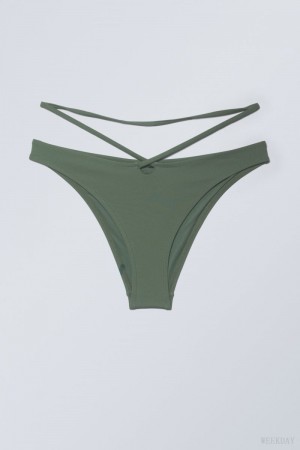 Weekday Brazilian Bikini Bottoms Oliwkowe Zielone | JIZZ8460