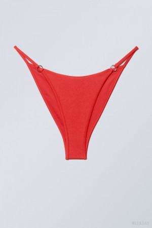 Weekday Brazilian Tanga Bikini Bottoms Czerwone | SYYX9047